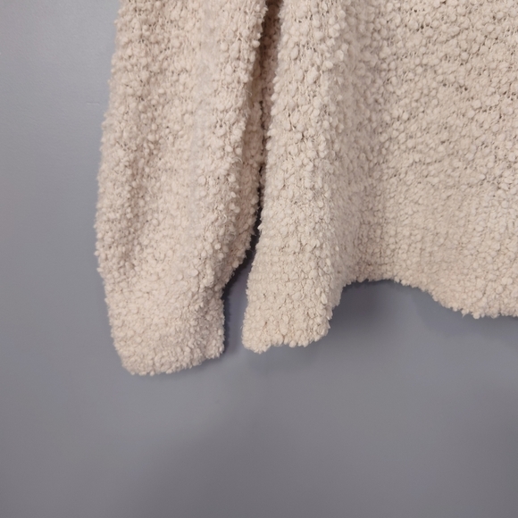 Pink Rose Ultra Soft Fluffy Pullover Sweater Hi Lol Hemline Size XL In Beige - Picture 6 of 8